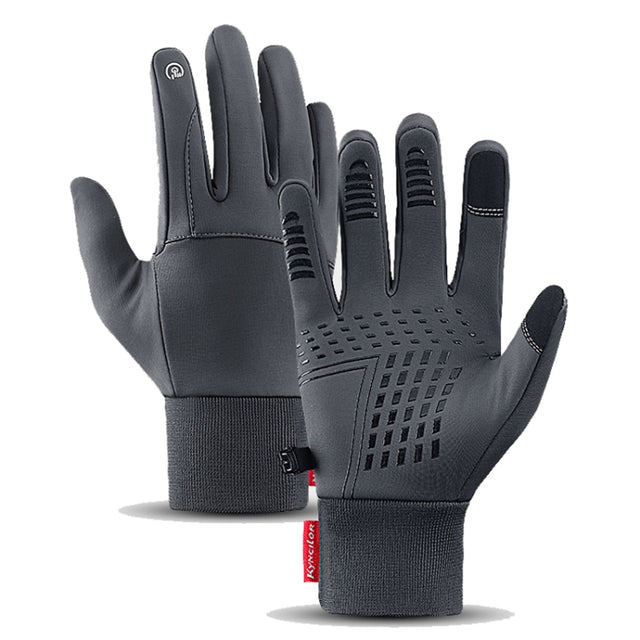 Kyncilor Water-resistant Cycling Warm Gloves Two-finger Touch Screen Ultra-soft Velvet Outdoor Gloves, Size: XL(Gray)