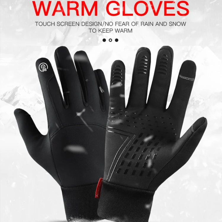 Kyncilor Waterproof Cycling Warm Gloves Two-finger Touch Screen Ultra-soft Velvet Outdoor Gloves, Size: XL(Gray) - Full Finger Gloves by Kyncilor | Online Shopping South Africa | PMC TechLife | Buy Now Pay Later Mobicred