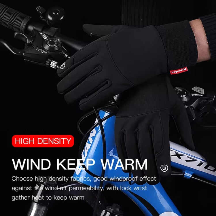 Kyncilor Waterproof Cycling Warm Gloves Two-finger Touch Screen Ultra-soft Velvet Outdoor Gloves, Size: M(Black) - Full Finger Gloves by Kyncilor | Online Shopping South Africa | PMC Jewellery | Buy Now Pay Later Mobicred