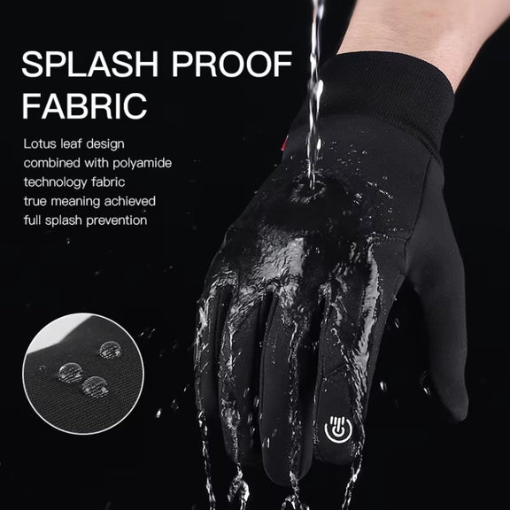 Kyncilor Water-resistant Cycling Warm Gloves Two-finger Touch Screen Ultra-soft Velvet Outdoor Gloves, Size: M(Black)