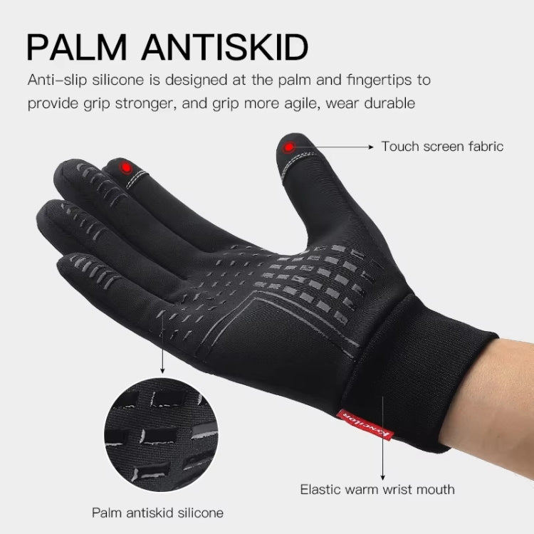 Kyncilor Waterproof Cycling Warm Gloves Two-finger Touch Screen Ultra-soft Velvet Outdoor Gloves, Size: L(Black) - Full Finger Gloves by Kyncilor | Online Shopping South Africa | PMC TechLife | Buy Now Pay Later Mobicred