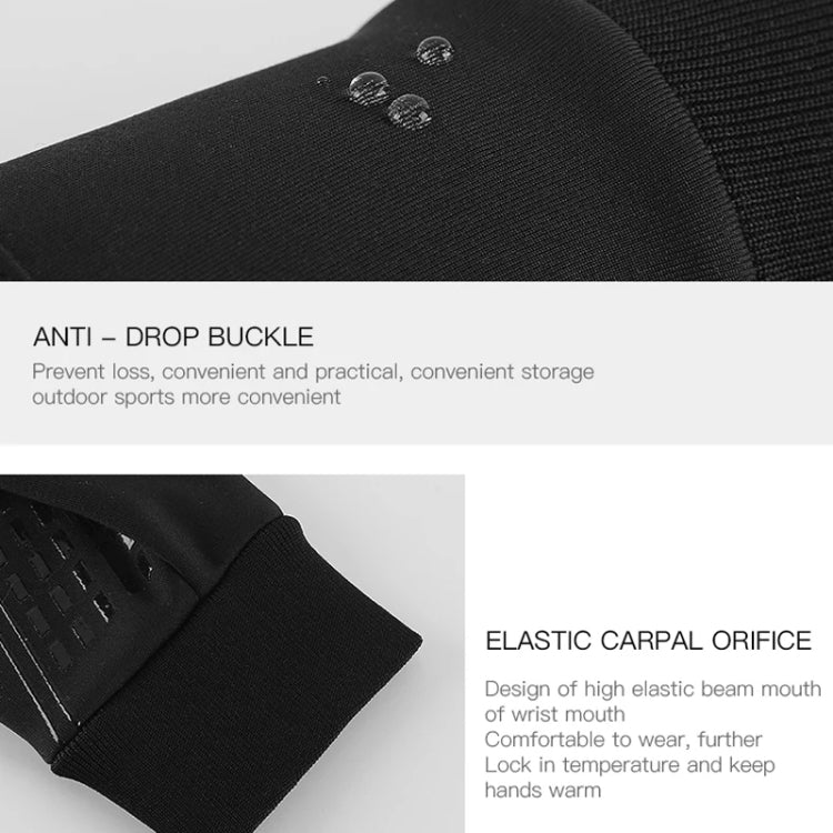 Kyncilor Water-resistant Cycling Warm Gloves Two-finger Touch Screen Ultra-soft Velvet Outdoor Gloves, Size: L(Black)