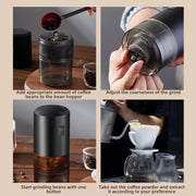 USB Rechargeable Adjustable Coarse and Fine Household Portable Electric Coffee Bean Grinder(Red)
