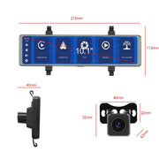 11.26 Inch 2-Split Streaming Media Rearview Mirror Front And Rear Dual Camera Recorder