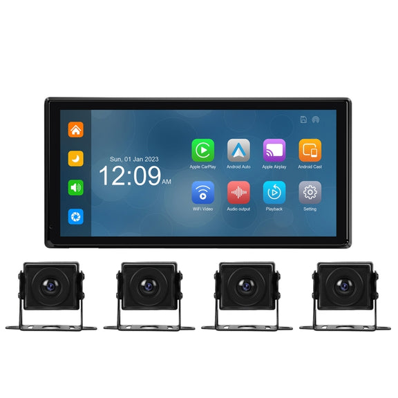 10.36-Inch Car Central Control Smart Player With 4-Way Camera 64G TF Card
