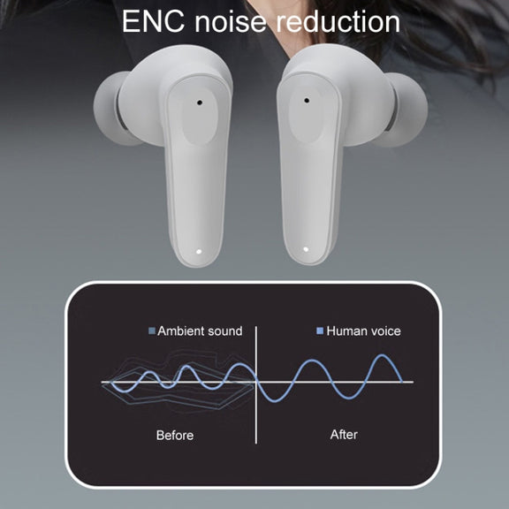 A98 AI Intelligent Translation Wireless Physical Noise Cancellation Bluetooth Earphones(White Blue)