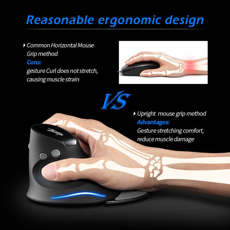 ZELOTES F17 6-buttons Vertical Grip Ergonomic Wireless Mouse(Black) - free shipping - PMC Jewellery - Order now!