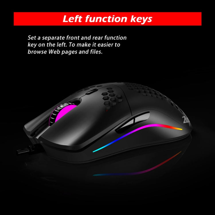 ZELOTES C7 7-buttons RGB Lighting Hollow Computer Office Wired Mouse(Black) - free shipping - PMC Jewellery - Order now!