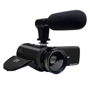 16MP 16X Digital Zoom Vlogging Camera Video Camcorder with 2.4 Inch Flip Screen, Spec: With Wide Angle & Mic UK Plug