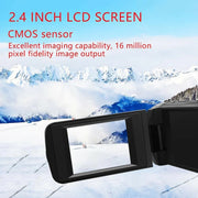 16MP 16X Digital Zoom Vlogging Camera Video Camcorder with 2.4 Inch Flip Screen, Spec: With Wide Angle & Mic UK Plug