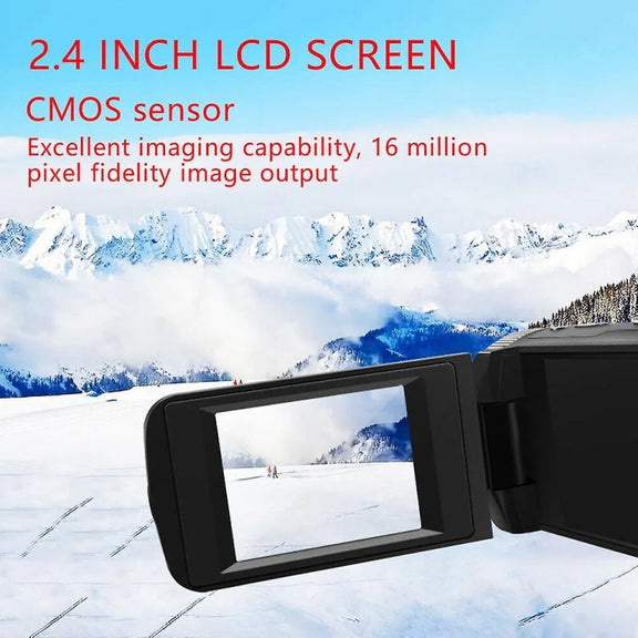 16MP 16X Digital Zoom Vlogging Camera Video Camcorder with 2.4 Inch Flip Screen, Spec: With Wide Angle & Mic UK Plug