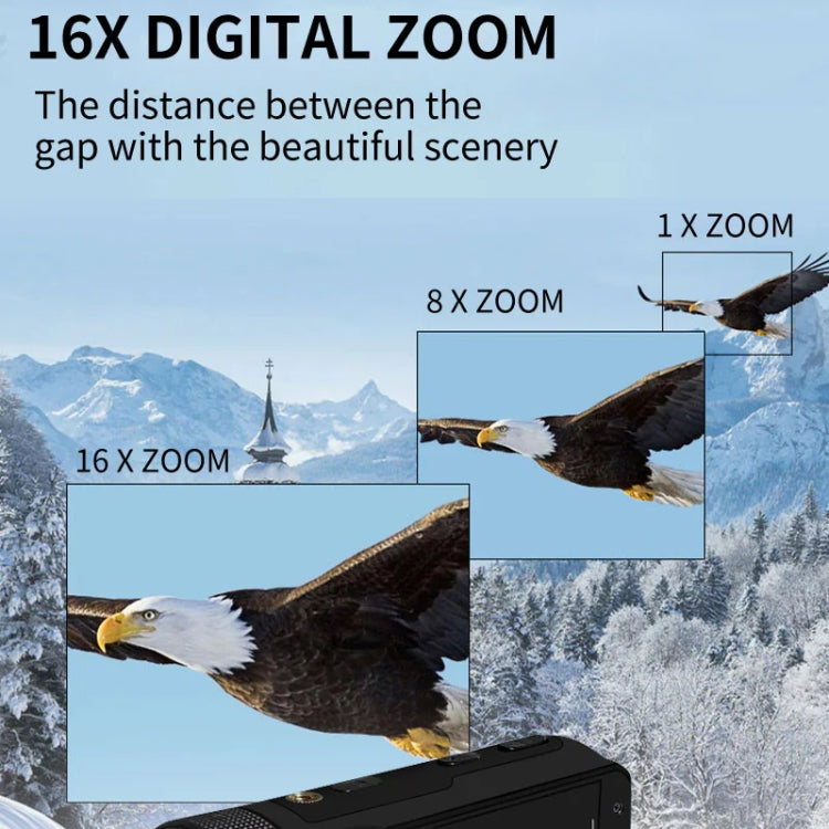 16MP 16X Digital Zoom Vlogging Camera Video Camcorder with 2.4 Inch Flip Screen, Spec: With Wide Angle & Mic UK Plug