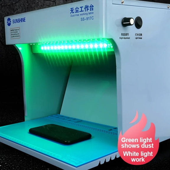 SUNSHINE SS-917C Mobile Phone Screen Repair Dust-free Workbench Green White Light Dual Lamps Dust Display Lamp Operator Bench EU Plug
