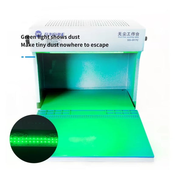 SUNSHINE SS-917C Mobile Phone Screen Repair Dust-free Workbench Green White Light Dual Lamps Dust Display Lamp Operator Bench EU Plug