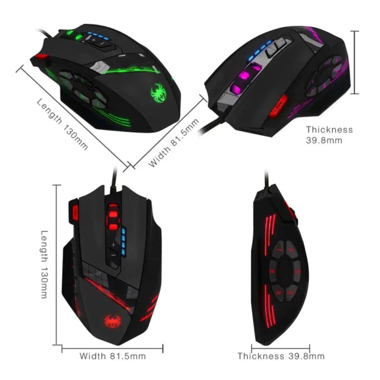 ZELOTES C12 12-buttons Ergonomic Programming Custom Gaming Wired Mouse(Black) - free shipping - PMC Jewellery - Order now!