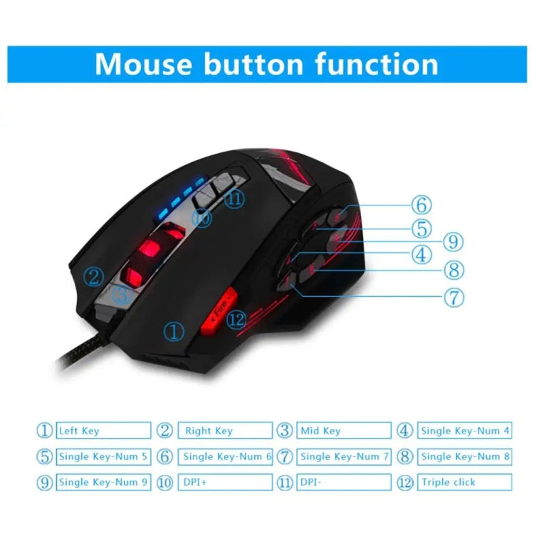 ZELOTES C12 12-buttons Ergonomic Programming Custom Gaming Wired Mouse(Black) - free shipping - PMC Jewellery - Order now!