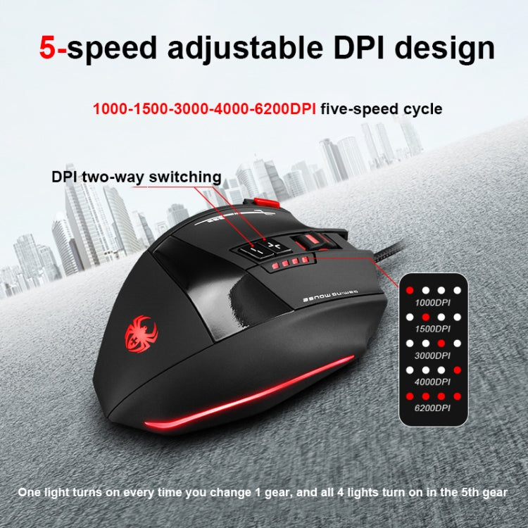ZELOTES C19 12-Keys Ergonomic Programming Custom Wired Mouse(Black) - free shipping - PMC Jewellery - Order now!