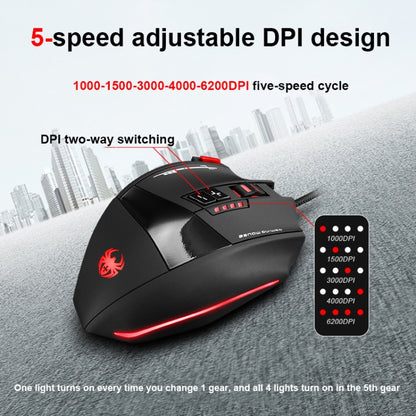 ZELOTES C19 12-Keys Ergonomic Programming Custom Wired Mouse(Black) - free shipping - PMC Jewellery - Order now!