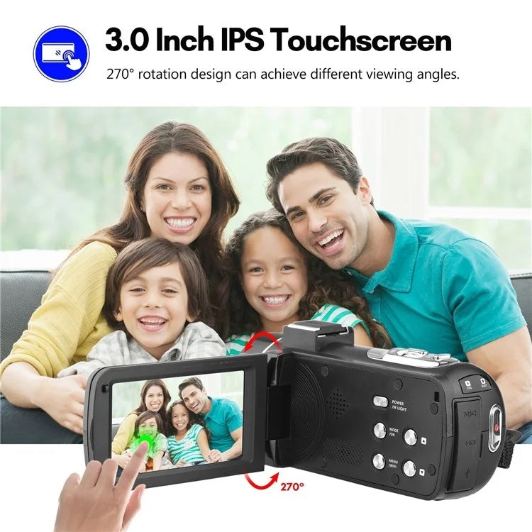 4K  Digital Video Camera 3 Inch IPS Touch Screen 56MP 18X Digital Zoom WiFi Camcorder, Spec: Set 1 - Video Cameras by PMC TechLife | Online Shopping South Africa | PMC TechLife | Buy Now Pay Later Mobicred