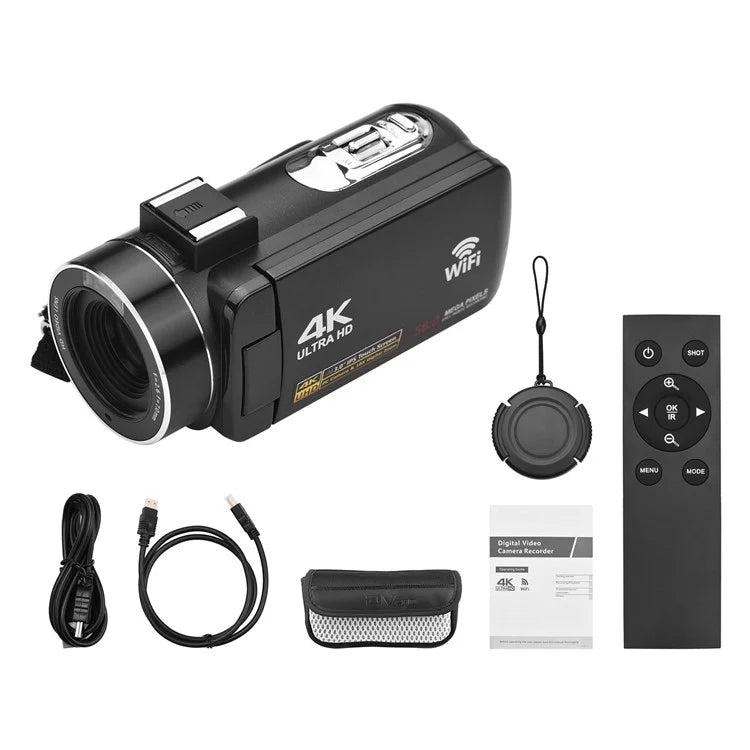 4K  Digital Video Camera 3 Inch IPS Touch Screen 56MP 18X Digital Zoom WiFi Camcorder, Spec: Set 1 - Video Cameras by PMC Jewellery | Online Shopping South Africa | PMC Jewellery | Buy Now Pay Later Mobicred