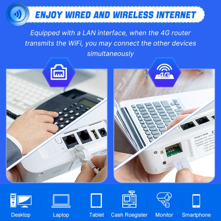 European Version 4G WiFi6 VOLTE CPE Wireless SIM Card Router With RJ45+RJ11, EU Plug - Wireless Routers by PMC TechLife | Online Shopping South Africa | PMC TechLife | Buy Now Pay Later Mobicred