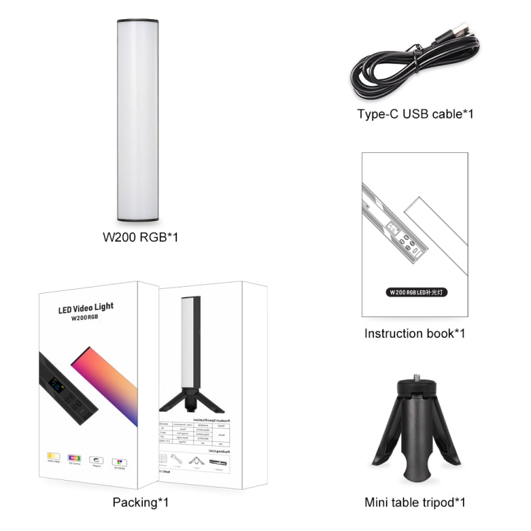 VLOGLITE W200RGB Full Colorful Handheld Fill Light Stick Live Photography Ambient Light Outdoor Lighting - free shipping - PMC Jewellery - Order now!