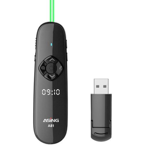 ASiNG A81 PPT Page Turning Clicker With Timing Function & 32G 3-in-1 USB Receiver, Color: Green Light - free shipping - PMC Jewellery - Order now!