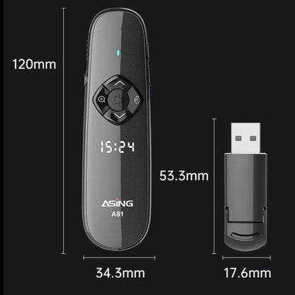 ASiNG A81 PPT Page Turning Clicker With Timing Function & 32G 3-in-1 USB Receiver, Color: Red Light - free shipping - PMC Jewellery - Order now!