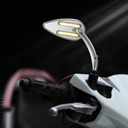 FLYQUICK Motorcycle LED Rearview Mirror With Light, Color: Electroplating