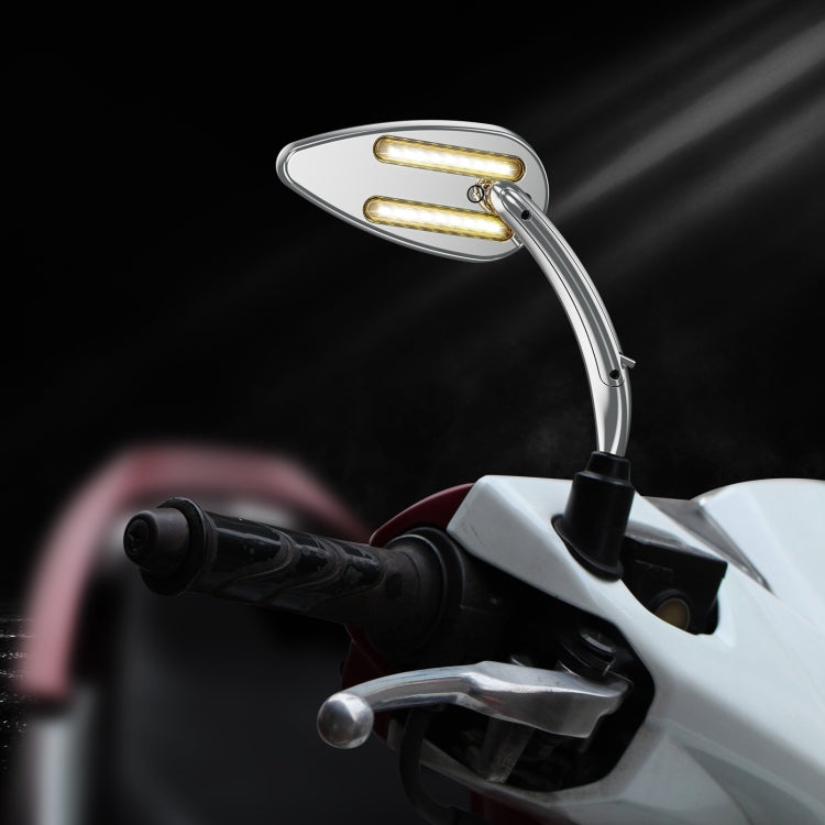 FLYQUICK Motorcycle LED Rearview Mirror With Light, Color: Electroplating