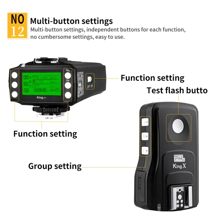 For Nikon Pixel King Pro Camera Wireless Radio Flash TTL Transmitter and Receiver