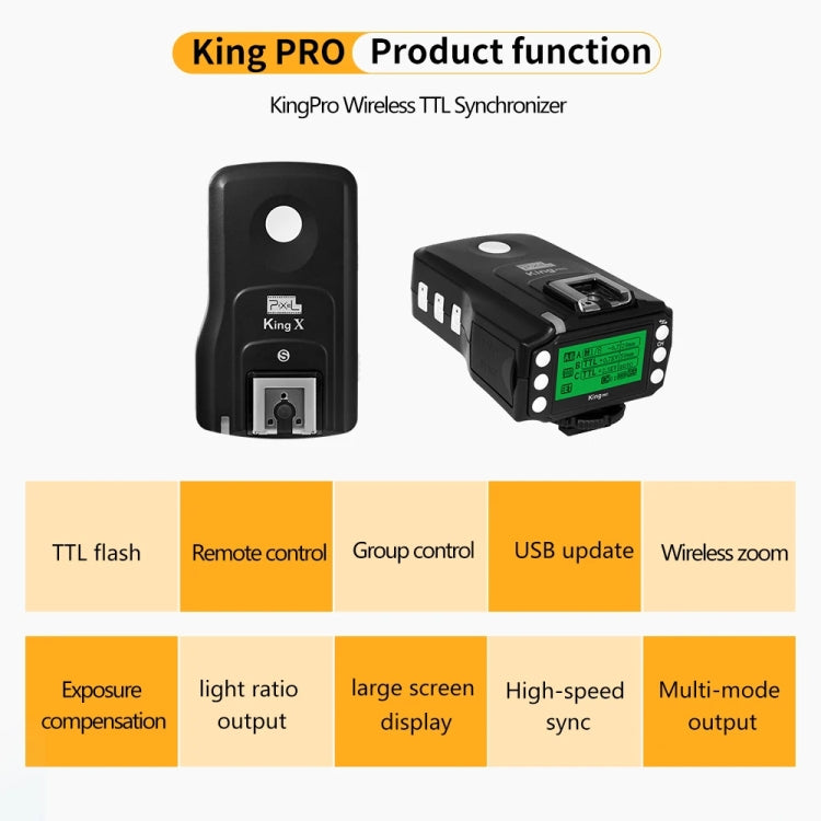 For Nikon Pixel King Pro Camera Wireless Radio Flash TTL Transmitter and Receiver
