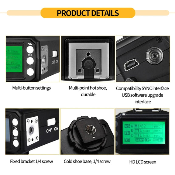 For Nikon Pixel King Pro Camera Wireless Radio Flash TTL Transmitter and Receiver