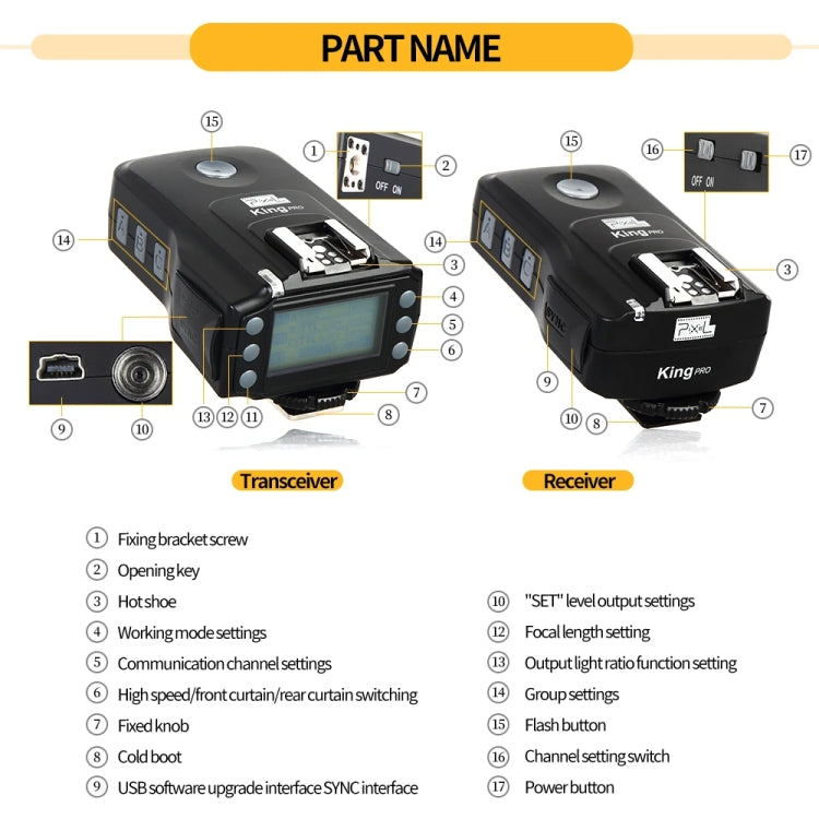 For Nikon Pixel King Pro Camera Wireless Radio Flash TTL Transmitter and Receiver