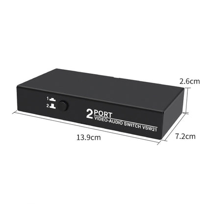 VSW21 AV 2 In 1 Out Audio Switcher RCA Audio Selector Box - free shipping - PMC Jewellery - Order now!
