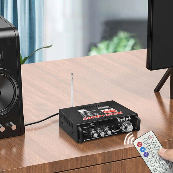 AV-298BT 300W+300W Hi-Fi Stereo Amplifier Bluetooth Home Audio Karaoke Digital Amplifier UK Plug