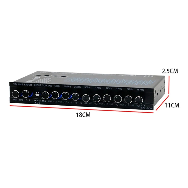 ADL-EQ9  Car Audio 9-Band Equalizer EQ Tuning Crossover Amplifier(Black) - Car Amplifiers by PMC Jewellery | Online Shopping South Africa | PMC Jewellery | Buy Now Pay Later Mobicred