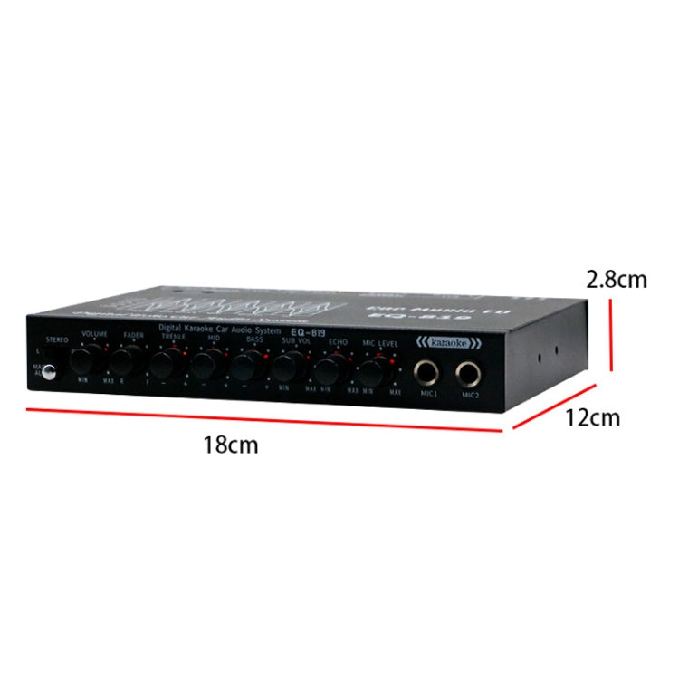 EQ-819 Car Audio Equalizer EQ Tuning Crossover Amplifier Supports Dual Microphone Input Reverberation Adjustment - Car Amplifiers by PMC Jewellery | Online Shopping South Africa | PMC Jewellery | Buy Now Pay Later Mobicred