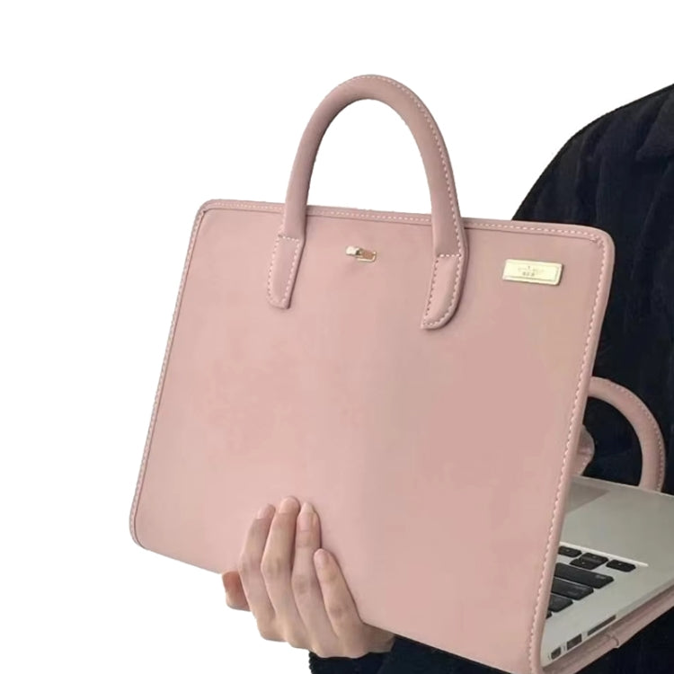 15.6 / 16 Inch Pink Girl Style PU Laptop Bag Protective Case with Handle - 15.6 - 17 inch by PMC TechLife | Online Shopping South Africa | PMC TechLife | Buy Now Pay Later Mobicred