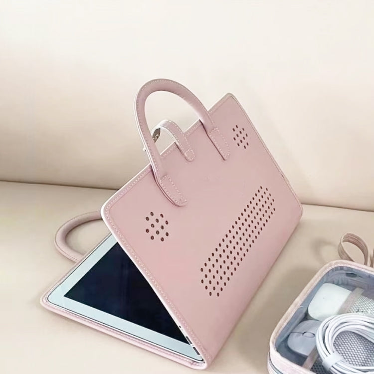 15.6 / 16 Inch Pink Girl Style PU Laptop Bag Protective Case with Handle - 15.6 - 17 inch by PMC TechLife | Online Shopping South Africa | PMC TechLife | Buy Now Pay Later Mobicred