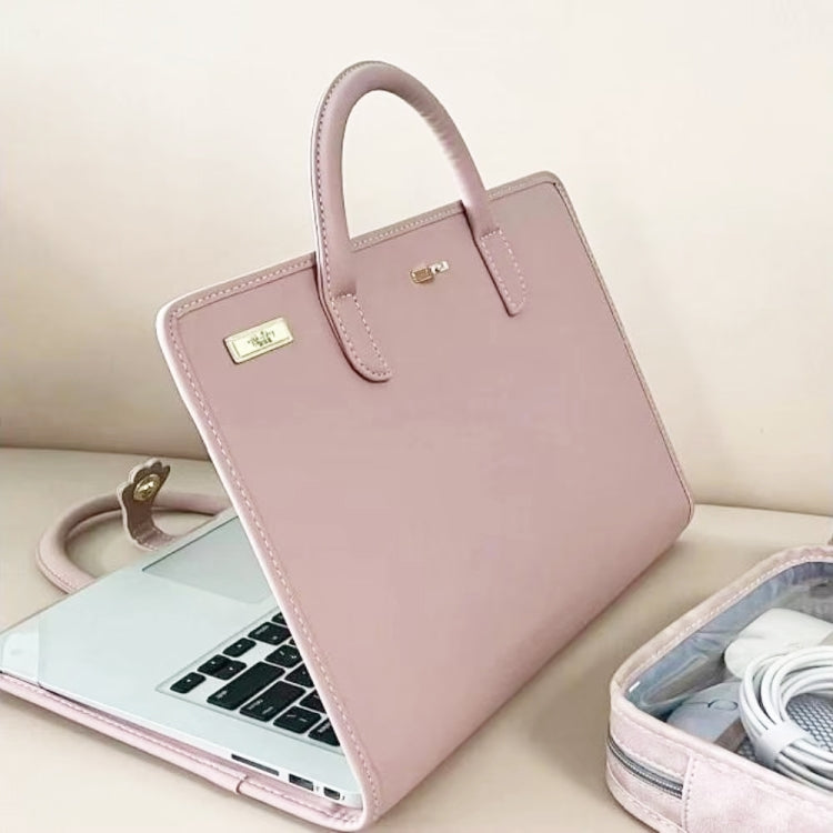15.6 / 16 Inch Pink Girl Style PU Laptop Bag Protective Case with Handle - 15.6 - 17 inch by PMC TechLife | Online Shopping South Africa | PMC TechLife | Buy Now Pay Later Mobicred