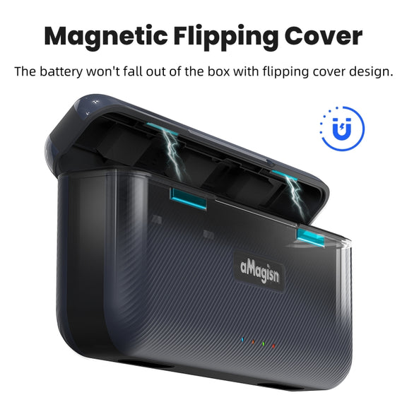 For DJI Osmo 360/Action 5 Pro aMagisn Battery Charger Fast Charging Box Storage Compartment