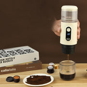 Wireless Portable Coffee Machine Compatible With Ground Coffee & NS Capsule(White)
