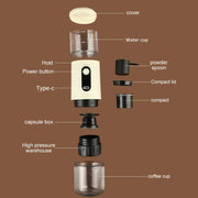 Wireless Portable Coffee Machine Compatible With Ground Coffee & NS Capsule(White)