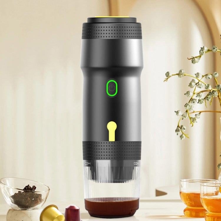 12V 3 In 1 Car Self-heating Coffee Machine Compatible With Large / Small Capsules and Ground Coffee, EU Plug(Silver)