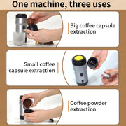 12V 3 In 1 Car Self-heating Coffee Machine Compatible With Large / Small Capsules and Ground Coffee, EU Plug(Silver)
