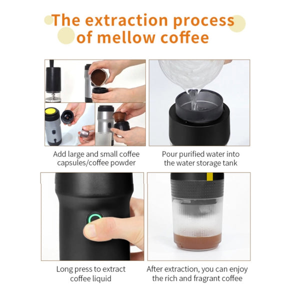 12V 3 In 1 Car Self-heating Coffee Machine Compatible With Large / Small Capsules and Ground Coffee, EU Plug(Silver)