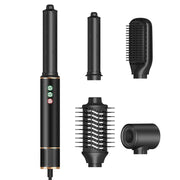 5 in 1 Hot Air Comb Automatic Curling Negative Ion Hair Dryer, Color: Black Gold UK Plug