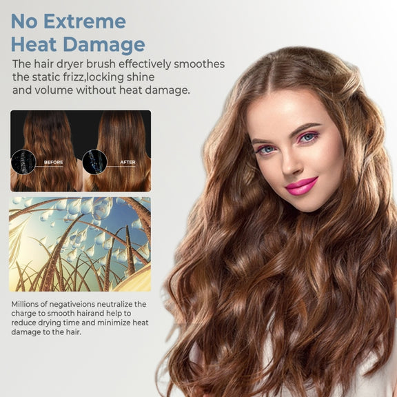 5 in 1 Hot Air Comb Automatic Curling Negative Ion Hair Dryer, Color: Gray US Plug