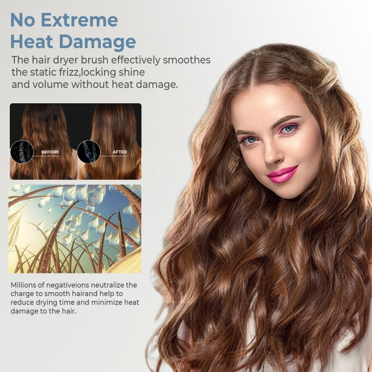 5 in 1 Hot Air Comb Automatic Curling Negative Ion Hair Dryer, Color: Gray UK Plug